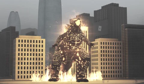 Kaiju Alpha monster standing in a city